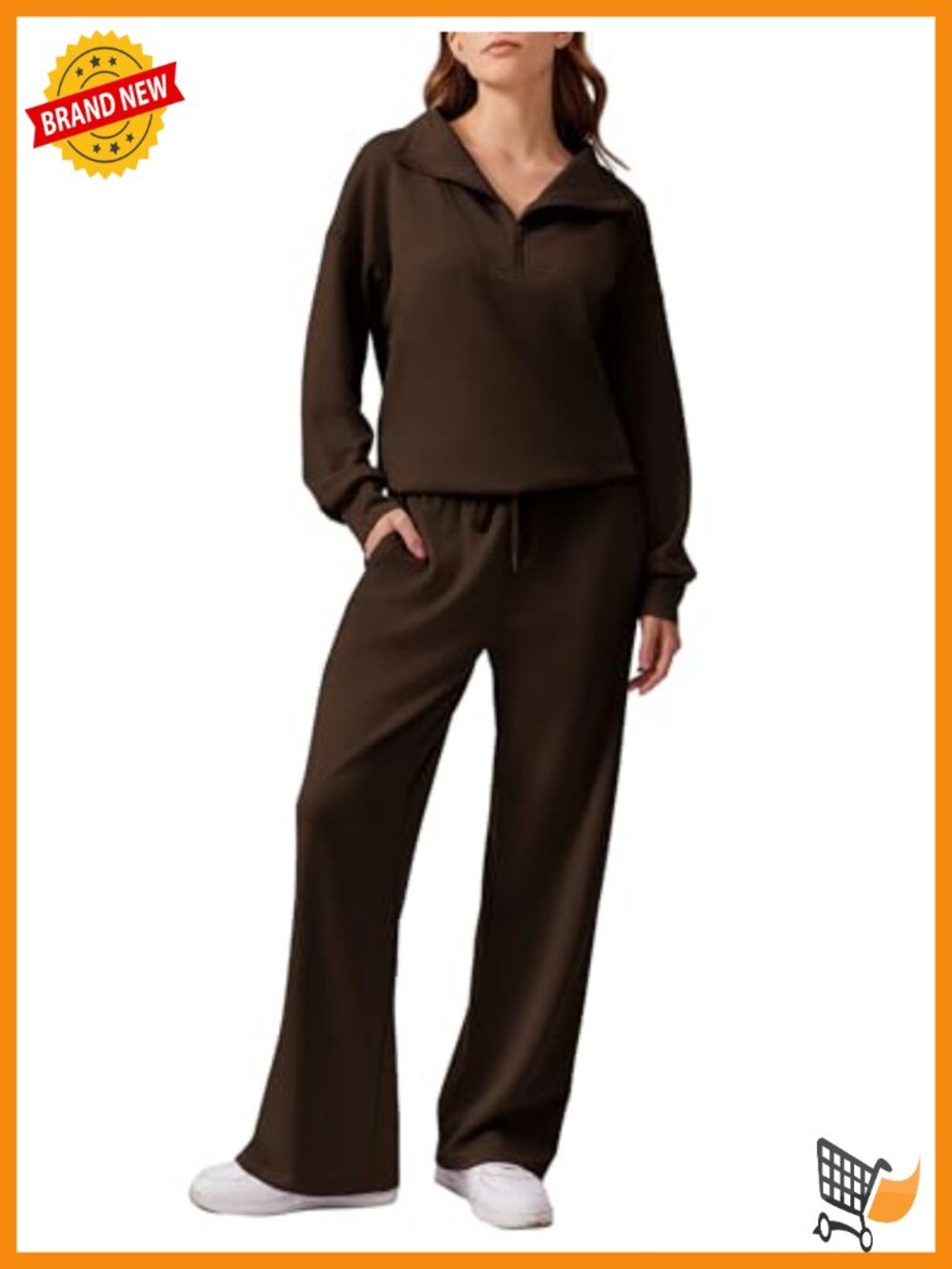 2 Piece Lounge Set 1/4 Zip Oversized Sweatshirt Wide Leg Sweatpants